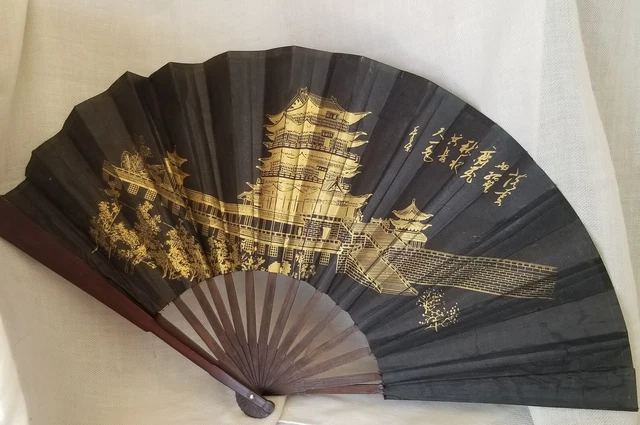 Antique Chinese Silk Fan Hand Painted