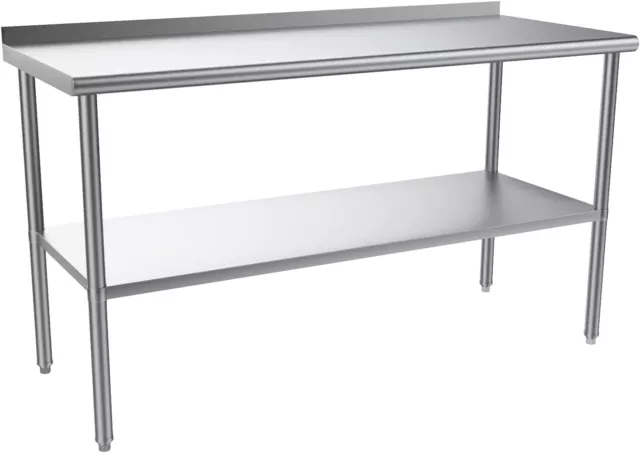 60'' x 24'' Stainless Steel Table for Prep & Work with Adjustable UnderShelf