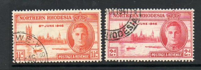 Northern Rhodesia perf 13.5 x 14 1946 victory fine used set stamps