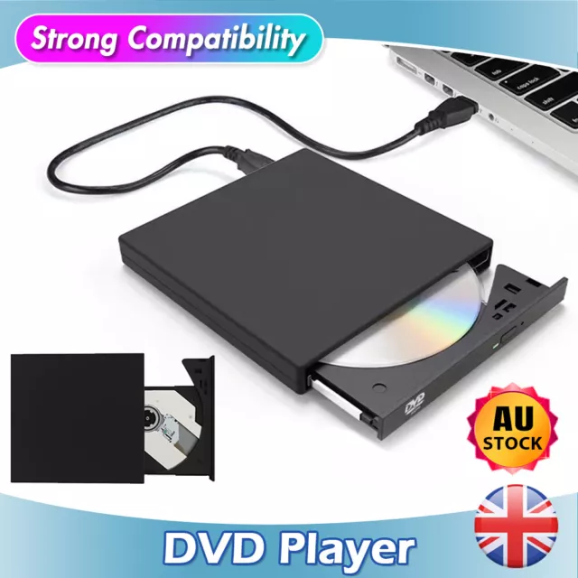 Portable External DVD Drive Burner Player Blu Ray Writer For Laptops Mac Windows