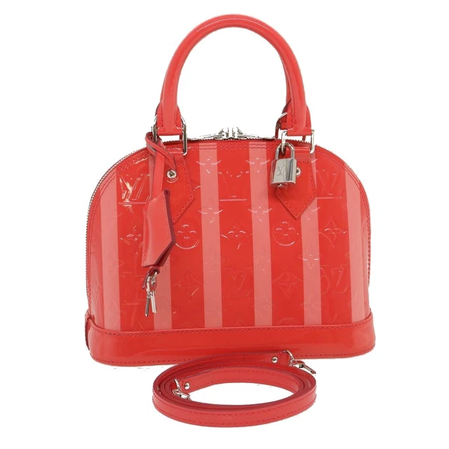 LOUIS VUITTON Vernis Rayures Alma BB 2Way Hand Bag Pink M91593 LV Auth jk1654A LOUIS VUITTON Vernis Rayures Alma BB 2Way Hand Bag Pink M91593 LV Auth jk1654A