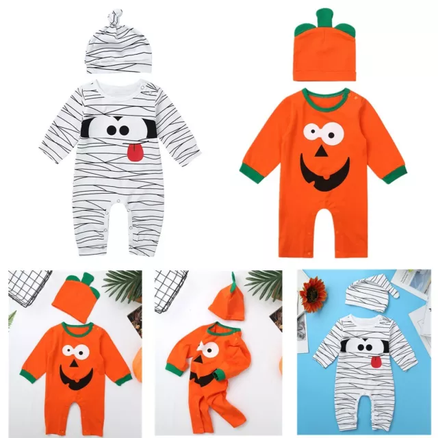 Newborn Baby Boys Girls Romper Outfits Jumpsuit Halloween Costume 2Pcs Clothes