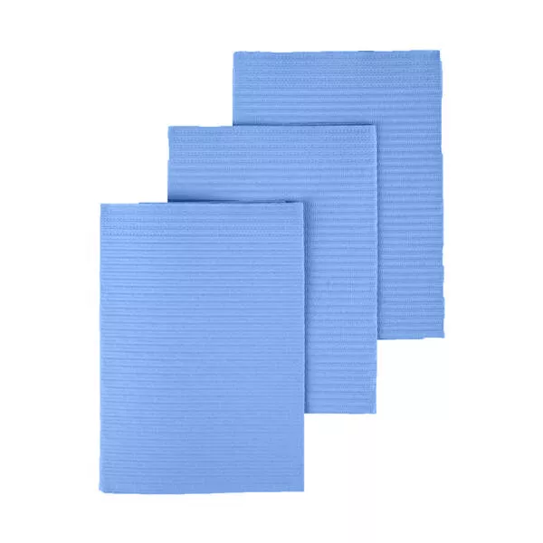 Medicom 8382 Dry-Back Plus Patient Bibs 13" x 18" Poly Blue 500/Pk