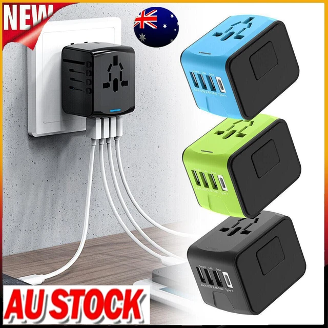 World Wide Travel Adapter Multi Plug Universal Charger UK EU AU US USB Port DM