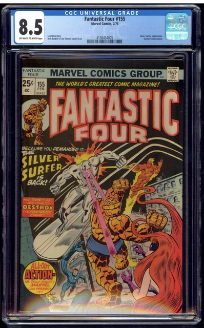 Fantastic Four 155 CGC 8.5 Silver Surfer App Doctor Doom Cameo 1975 LEN WEIN