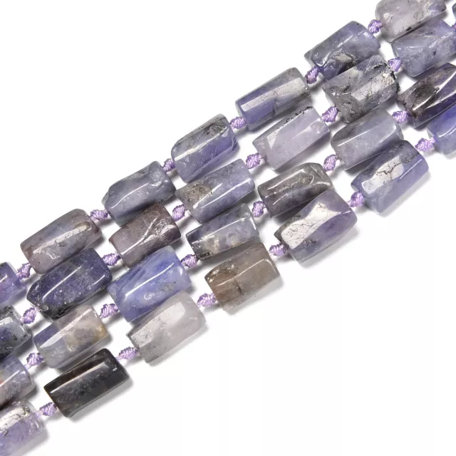 Natural Tanzanite Faceted Cylinder Tube Beads Size 8x10mm 15.5" Strand