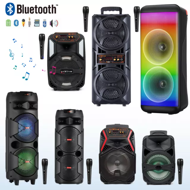 6000W Portable Bluetooth Speaker Sub woofer Heavy Bass Sound System Party + Mic