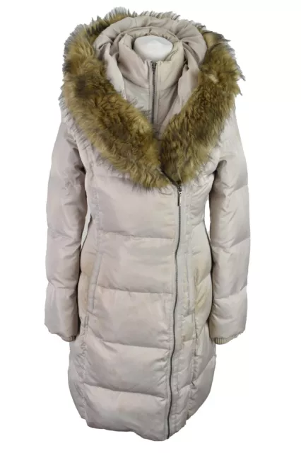 JASPER CONRAN Beige Down Padded Coat Jacket size Uk 8 Womens Full Zip Outdoors