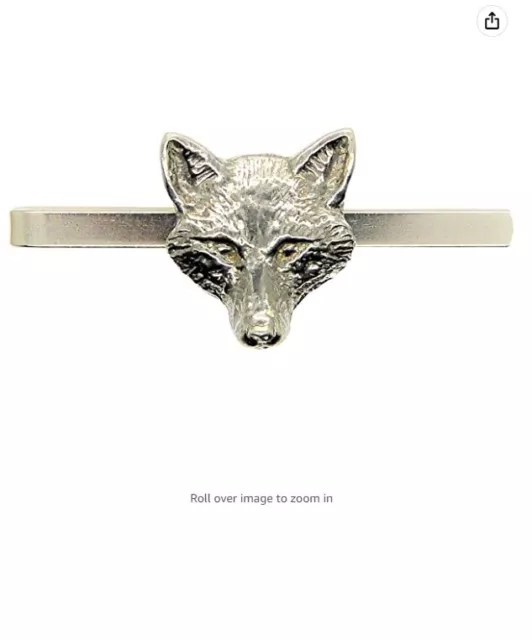 Fox Head   English Pewter on a Tie Clip (slide) boxed gift a72