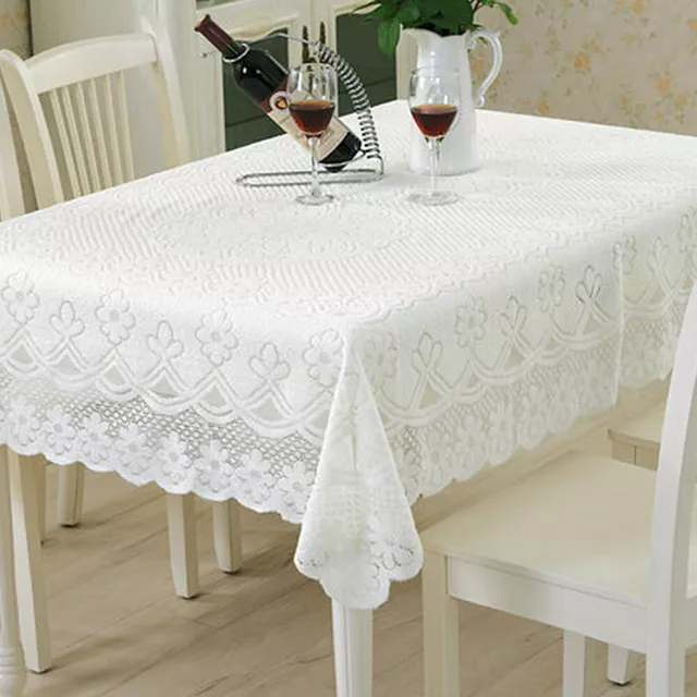 White Embroidered Lace Tablecloth Table Cover White Square Wedding Party Doily