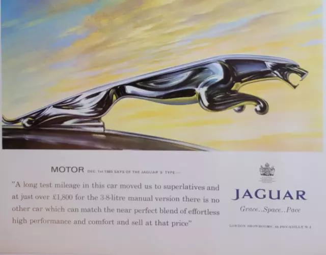Jaguar S Type Manual Transmission Review 1966 UK Original Print Ad ILN ~14x10"