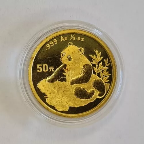 China: 50 Yuan 1998 Panda Gold 1/2 Oz Small Date !RARE! Sehr geringe Auflage!