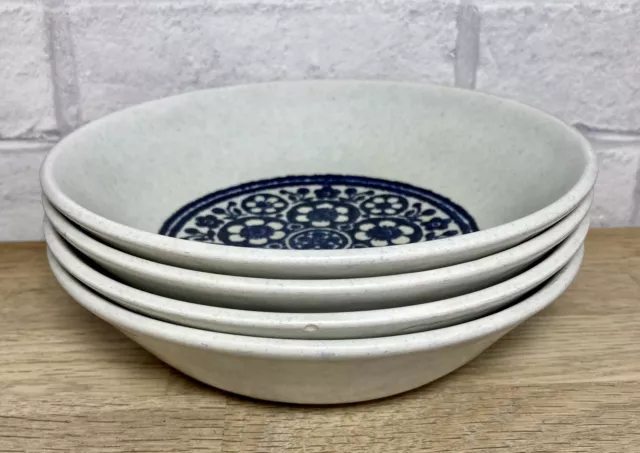 x4 Biltons Ironstone 17cm Cereal Dessert Bowls Soup 1970s Vintage Blue Flowers