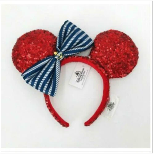 Disney Parks Shanghai 2021 Mickey Mouse Purple Minnie Ears Red Anchor Headband