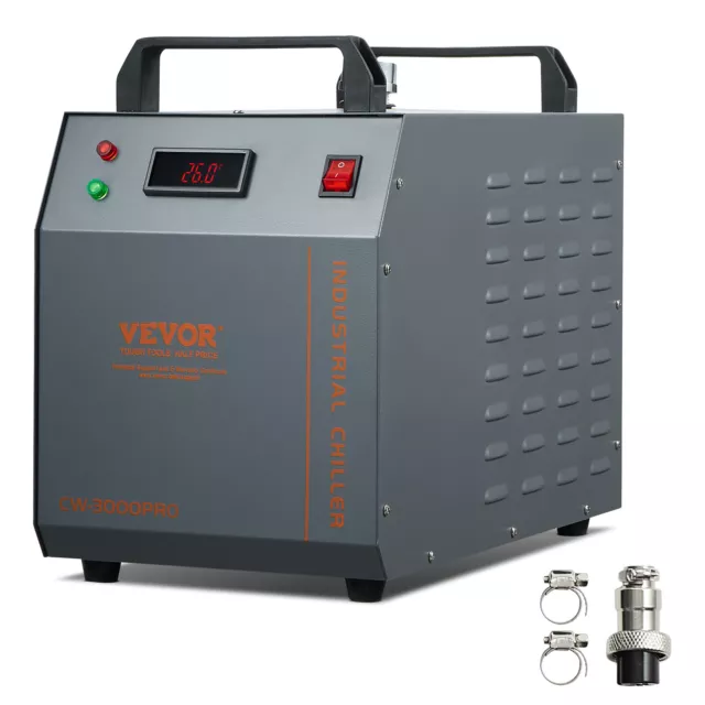 VEVOR Air-cooled Industrial Water Chiller CW-3000(PRO) 12L 18L/min Laser Chiller