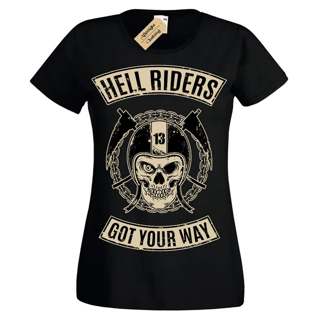 T-shirt Hell Riders Skull Biker moto motociclista donna donna