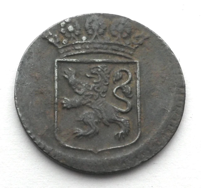 NETHERLANDS EAST INDIES HOLLAND VOC 1 DUIT 1744 KM#70 Off Center Error. 1T5.5