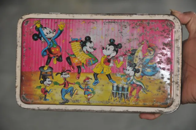 Vintage Lucky Series Miki Mouse Dancing Colorful Print Litho Tin Box 3