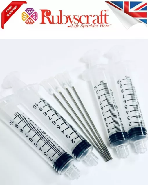 4pcs 10ml Syringes & Blunt Tip Needles for Thick Glue Ink, Glue,Craft Dispensing