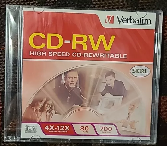 Verbatim CD-RW New Sealed 4X-12X 80 Min 700MB High Speed CD-Rewritable