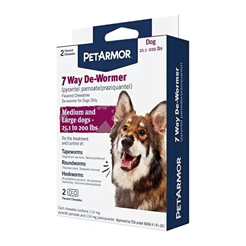 Dog Dewormer Large 7-In-1 Puppy Tapeworm Worms Medicine Chewables Worm Remover
