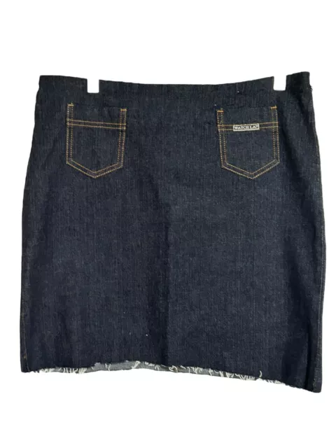 Watch LA Women's Jean Mini Skirt Frayed Hem Pockets USA Made Denim XL