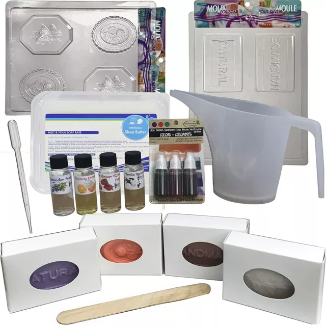 Shea Butter Soap Making Kit: Melt & Pour Supplies: 2 LB Base, Molds, Fragrance