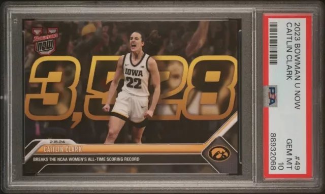 CAITLIN CLARK 2024 Topps Bowman U Now PSA 10 GEM MINT All-Time Scoring #49 Iowa