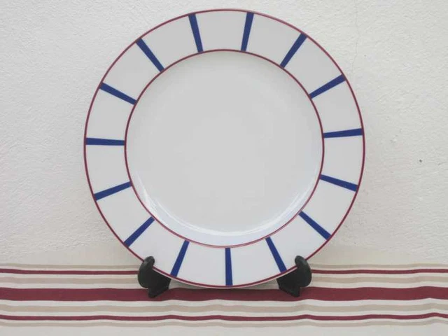 ASSIETTE PLATE BASQUE EN PORCELAINE BLEU ET ROUGE 26 cm EUR 13,80 ...