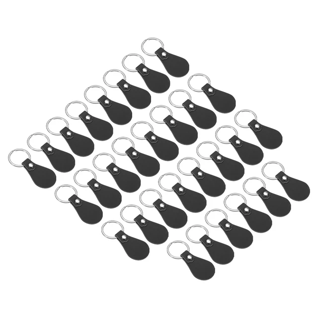 Kit portachiavi in pelle, 30 pz portachiavi in pelle pu bianco con portachiavi, nero