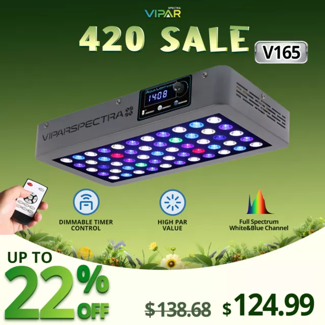 VIPARSPECTRA 1PC/2PCS 165W Saltwater Reef Aquarium LED Lights Coral Fish Tank