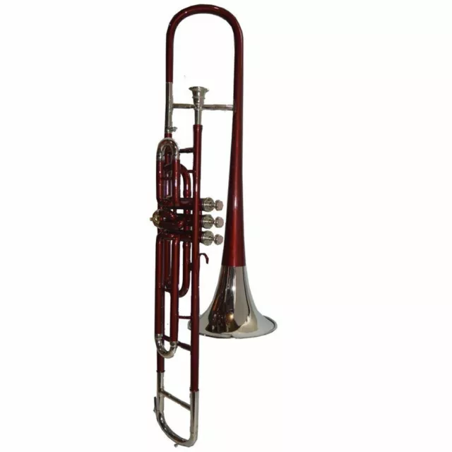 TRUMBONE  Bb flat Valve Trumbone RED NICKEL FINISH With Free Hard case+M/P