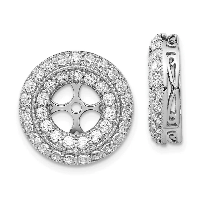 Real 14K White Gold Fancy Diamond Earring Jackets; Women & Men Real 14K White Gold Fancy Diamond Earring Jackets; Women & Men