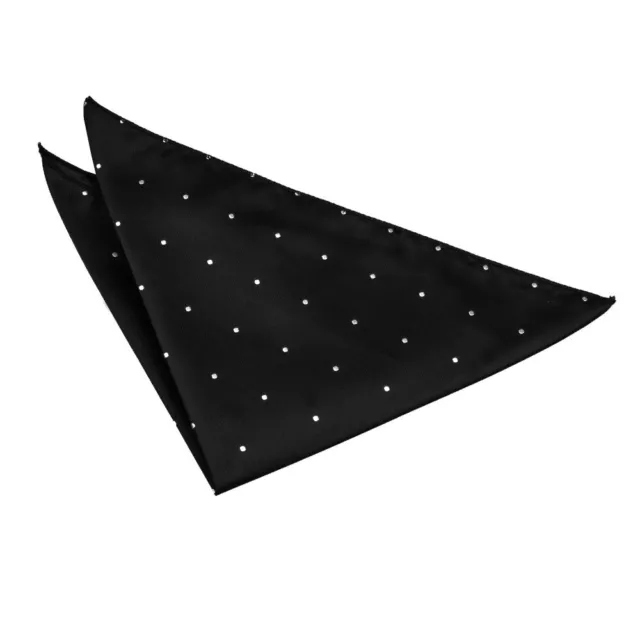 Black Pocket Square Handkerchief Hanky Woven Pin Dot Mens Accessory by DQT