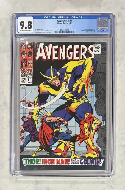 -Avengers #51-CGC 9.8-OW-White Pages-1968-Thor-Iron Man-Marvel-Silver Age-