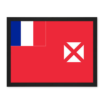Póster de la bandera nacional de Wallis y Futuna enmarcado imagen artística estampada 18X24