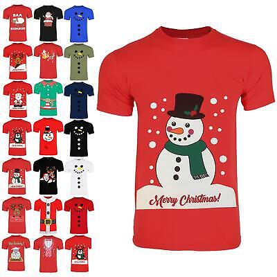 Unisex Christmas Rudolph Reindeer Santa Snowman Crew Neck Short Sleeve T Shirt