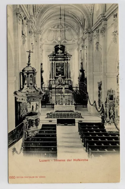 AK Luzern, Inneres der Hofkirche, um 1900