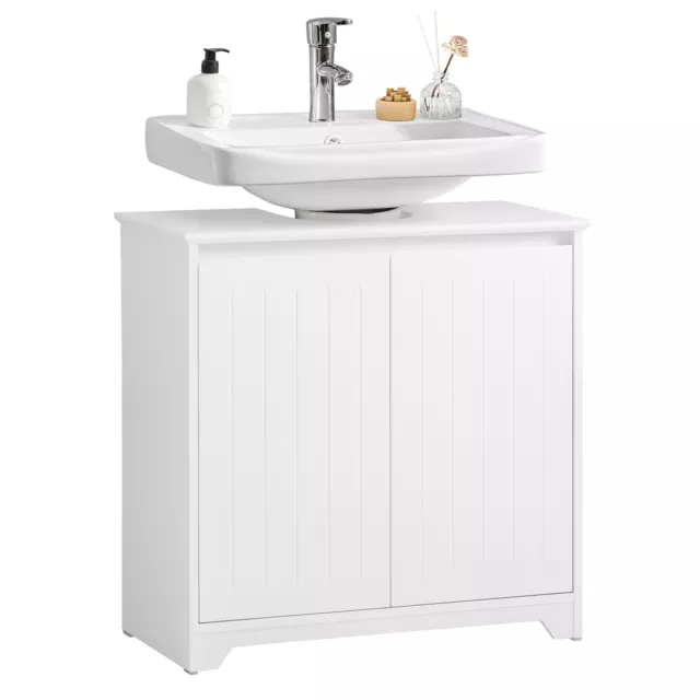 SoBuy BZR108-II-W Mueble para Debajo del Lavabo con 2 Puertas 60 x 30 x 60 cm ES