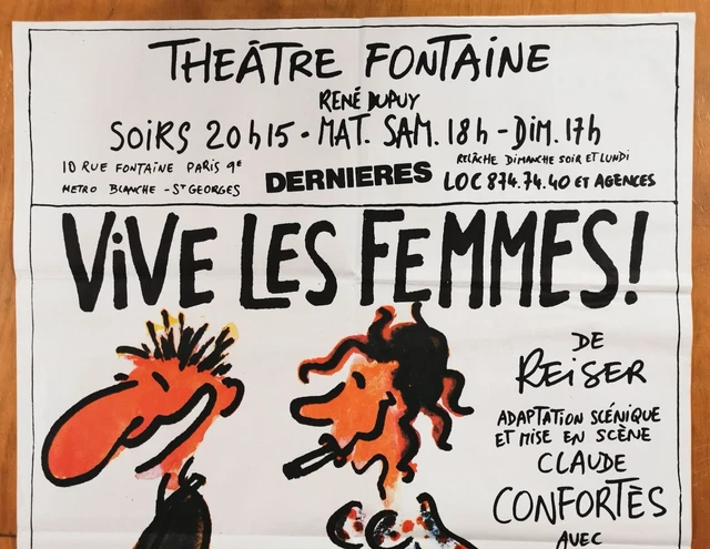 VIVE LES FEMMES ! Rare affiche théâtre Fontaine Paris 1983 - 120x80cm