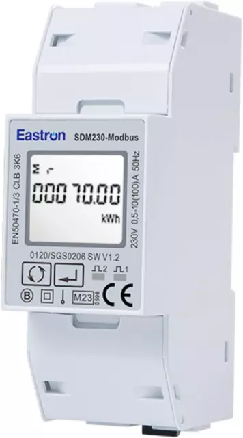 SDM230 Modbus V2 RS485 Monofase, Misuratore Di Energia, Su Guida DIN Da 100 Amp