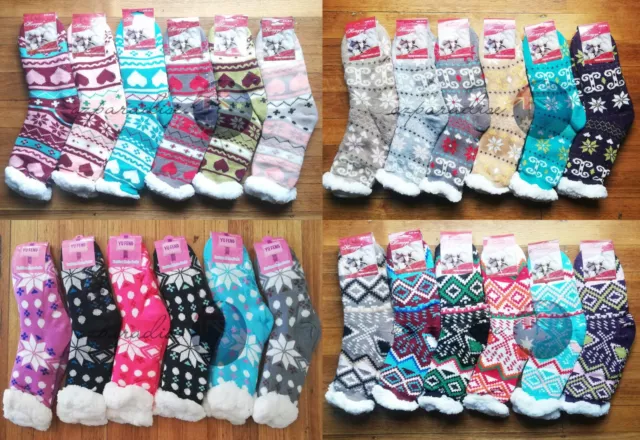 6 Pairs Women Thick Fluffy Non-slip Warm Soft Fur Winter Bed Socks Slipper 37-41