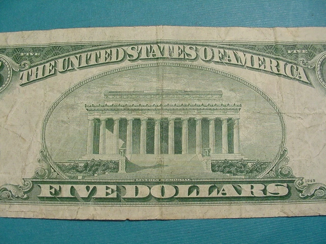 1934 D Series $5 Silver Certificate VG Blue Seal No Pin Holes 9