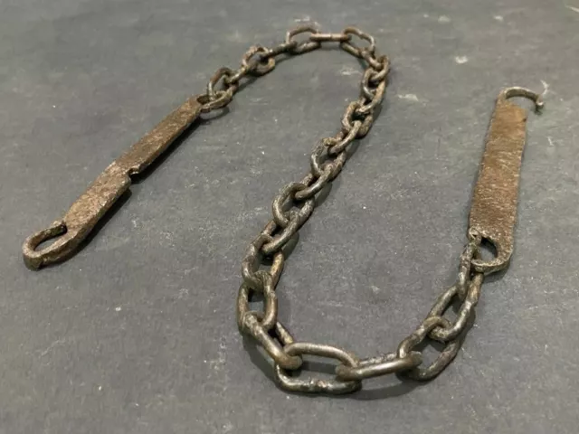 Old Vintage Rare Handmade Unique Rustic Iron Chain With Hook