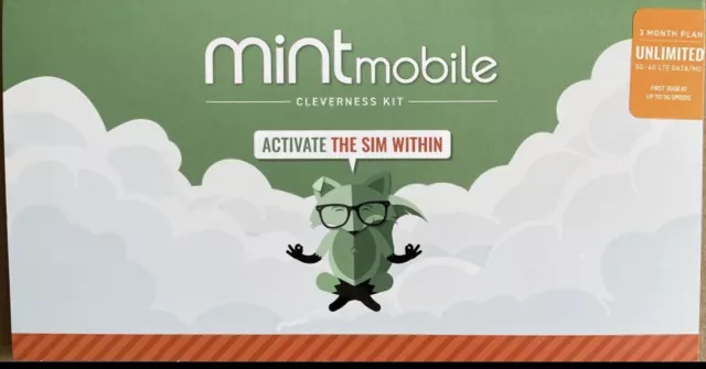 Mint Mobile Prepaid SIM Card Unlimited Talk & Text & Data 3 Month Plan(Upto 35G)