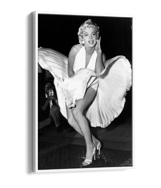 Marilyn Monroe Iconic Vintage Photo B&W -Float Effect Canvas Wall Art Pic Print