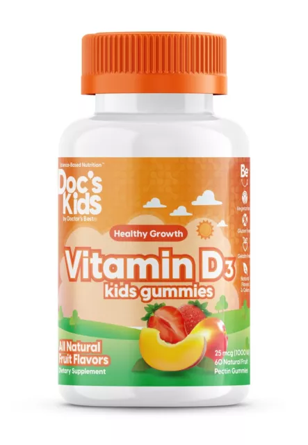 Doctor's Best Kids Vitamin D3 25mcg (1.000 IE) 60 natürliche Frucht Pektin Gummis