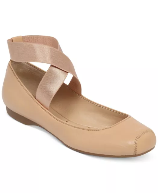 Jessica Simpson Mandalaye Ballet Flats Nude Leather Patent Square Toe 7.5 M New