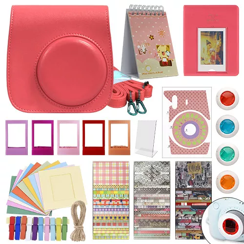 Deluxe Stylish Fun Accessory Kit for Fujifilm Instax Mini 9 Camera Flamingo Pink