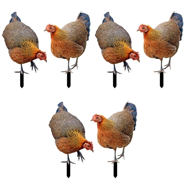 6 pcs   Simulation Chicken Stakes Home Decor Rustic Outdoor Patio Yard Adornment